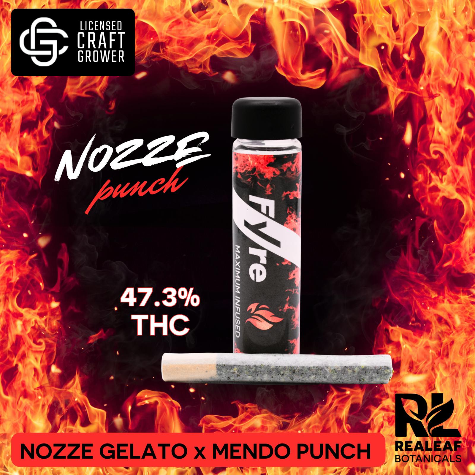 Realeaf Botanicals - Fyre Infused Nozze Punch Pre-Roll 1.0g - 1