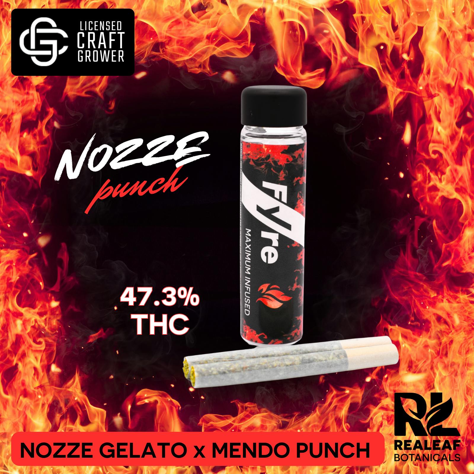 Realeaf Botanicals - Fyre Infused Nozze Punch Pre-Rolls 2-Pack 1.0g - 1