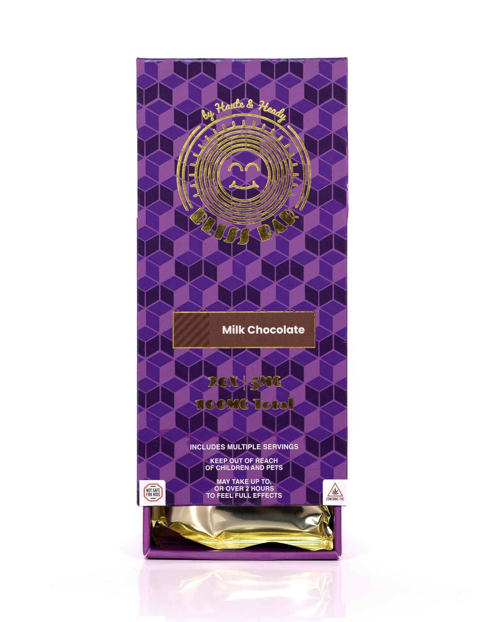 Haute & Heady - Bliss Bar | Milk Chocolate Chocolates | 100mg | 20ct | 5mg/ea - 1
