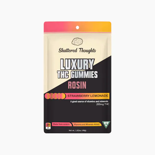 Shattered Thoughts - Strawberry Lemonade Hash Rosin Gummies | 200mg | 10ct | 20mg/ea - 1