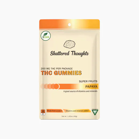 Shattered Thoughts - Shattered Thoughts | Papaya Vegan Gummies | 200mg | 10ct | 20mg/ea - 1