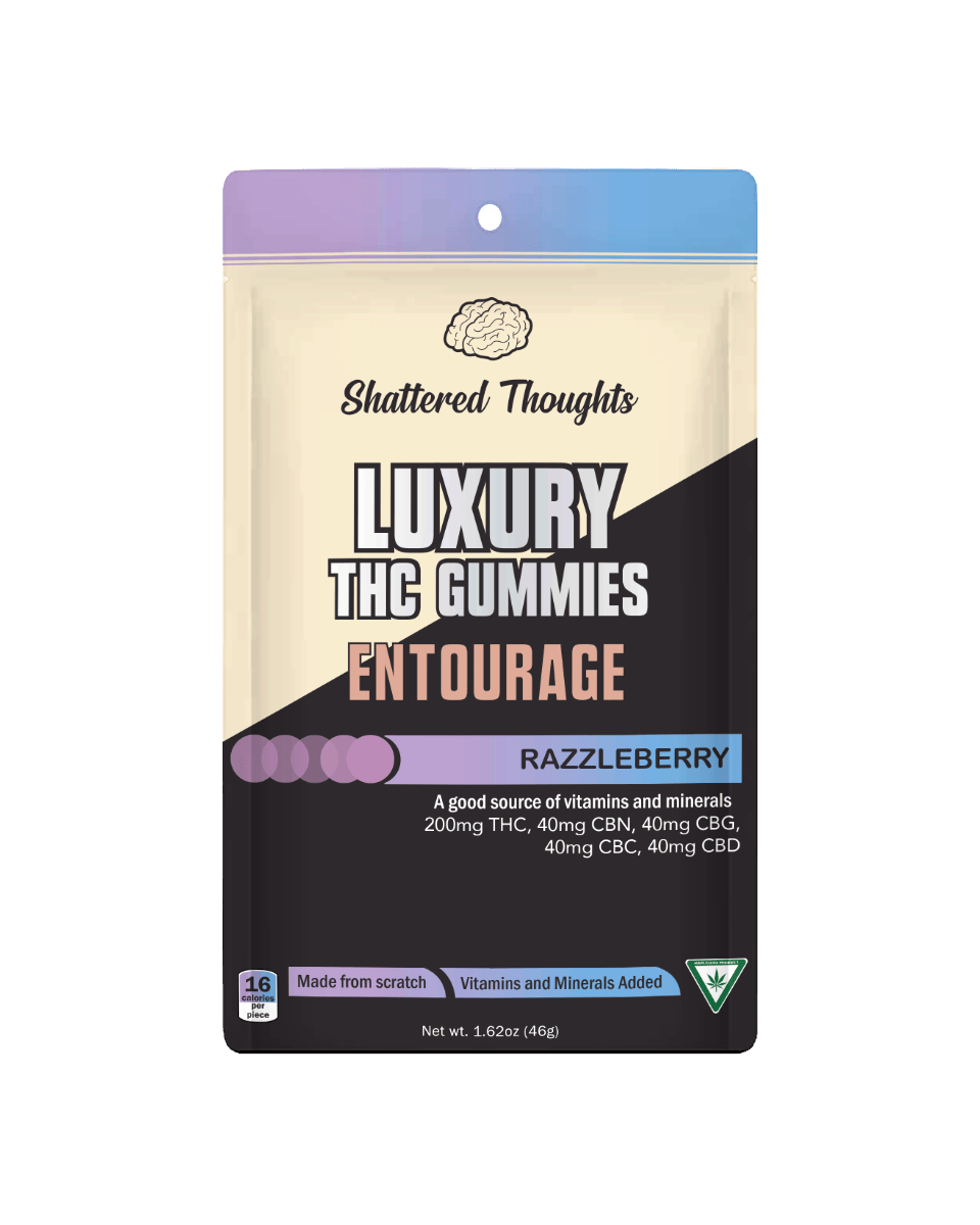 Shattered Thoughts - Razzleberry Gummies | 5:1:1:1:1 THC:CBG:CBC:CBN:CBD | 200mg | 10ct - 1