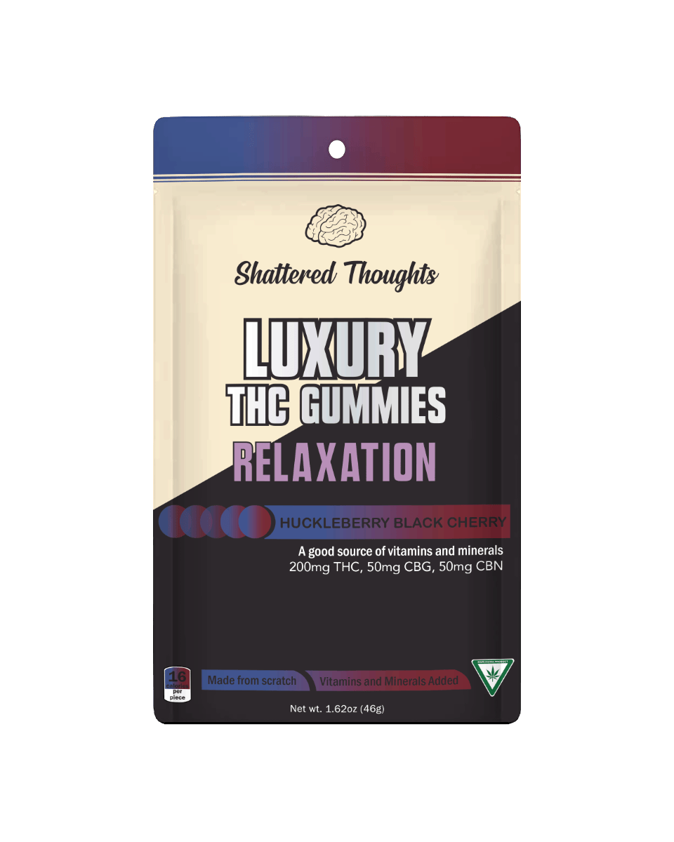 Shattered Thoughts - Huckleberry Black Cherry Gummies | 4:1:1 THC:CBG:CBN | 200mg | 10ct - 1