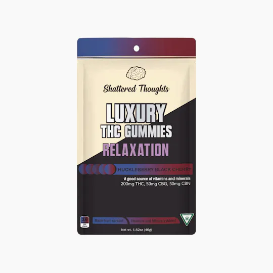 Shattered Thoughts - Huckleberry Black Cherry Gummies | 4:1:1 THC:CBG:CBN | 200mg | 10ct - 1