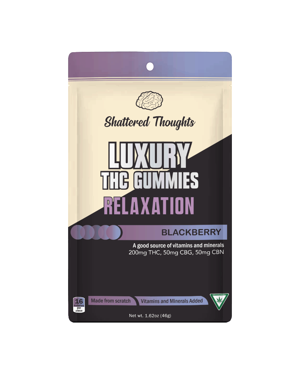 Shattered Thoughts - Blackberry Relaxation Gummies | 4:1:1 THC:CBG:CBN | 200mg | 10ct | 20mg/ea - 1