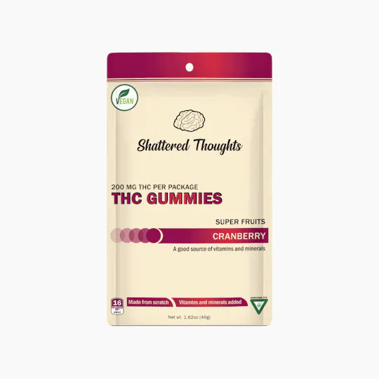 Shattered Thoughts - Shattered Thoughts | Cranberry Vegan Gummies | 200mg | 10ct | 20mg/ea - 1