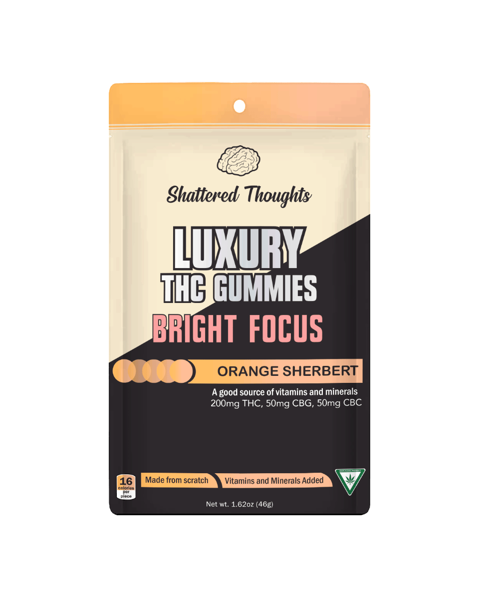Shattered Thoughts - Orange Sherbert Focus Gummies | 4:1:1 THC:CBG:CBC | 200mg | 10ct | 20mg/ea - 1