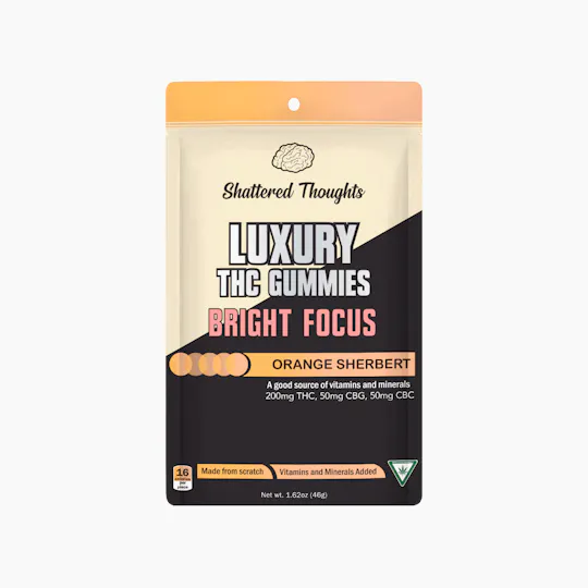 Shattered Thoughts - Orange Sherbert Focus Gummies | 4:1:1 THC:CBG:CBC | 200mg | 10ct | 20mg/ea - 1