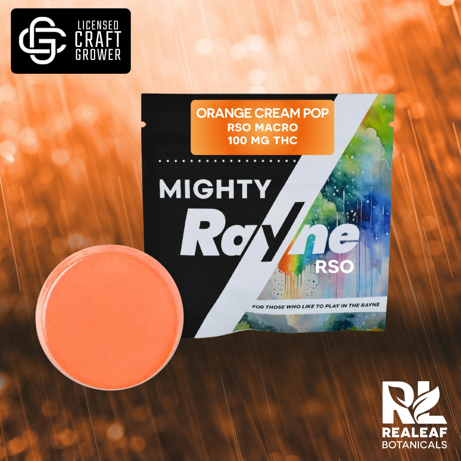 Realeaf Botanicals - Mighty Rayne RSO Macro Gummy - Orange Cream Pop 100mg - 1