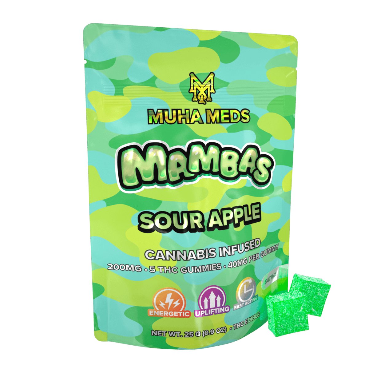 Muha Meds - Muha Meds | Sour Apple Gummies | 200mg | 5ct | 40mg/ea - 1