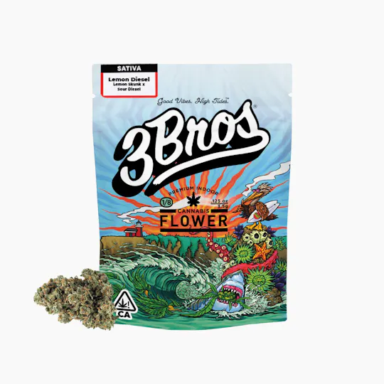3 Bros Grow - 3 Bros | Indoor Flower | 3.5g | Lemon Diesel | Sativa - 1