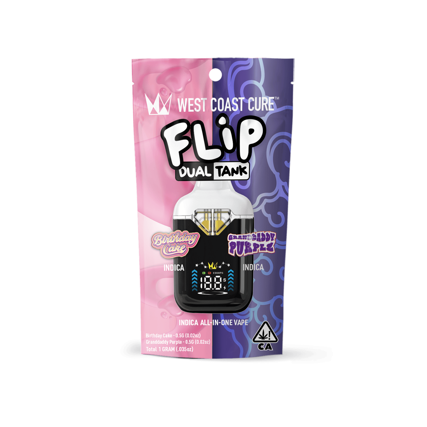 West Coast Cure - Birthday Cake x Granddaddy Purple - 1G AIO CUREbar Flip - 1