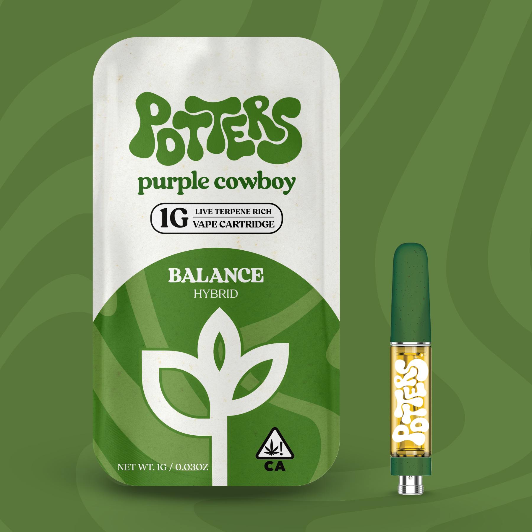 Potters - 1g | Live Resin Vape Cartridge | Purple Cowboy - 1