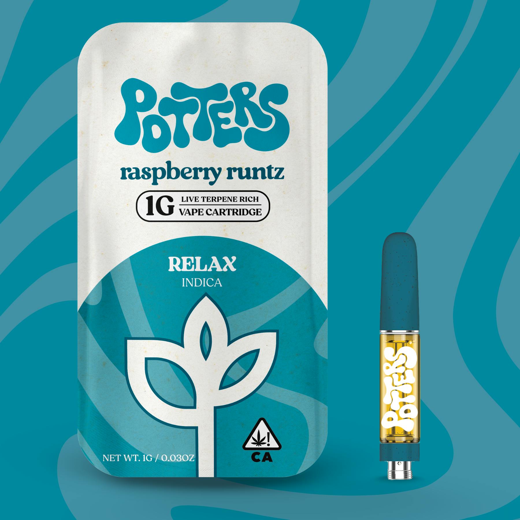 Potters - 1g | Live Resin Vape Cartridge | Raspberry Runtz - 1