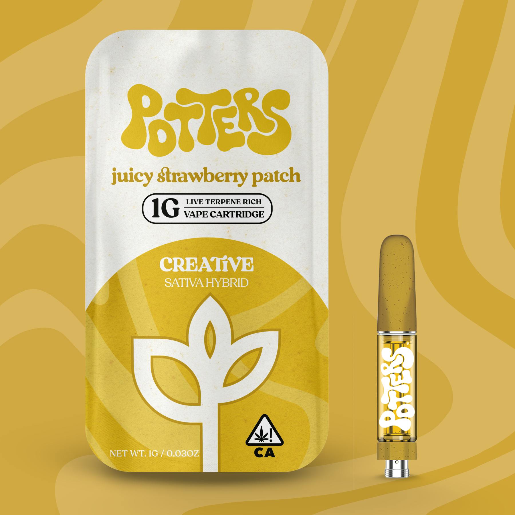 Potters - 1g | Live Resin Vape Cartridge | Juicy Strawberry Patch - 1