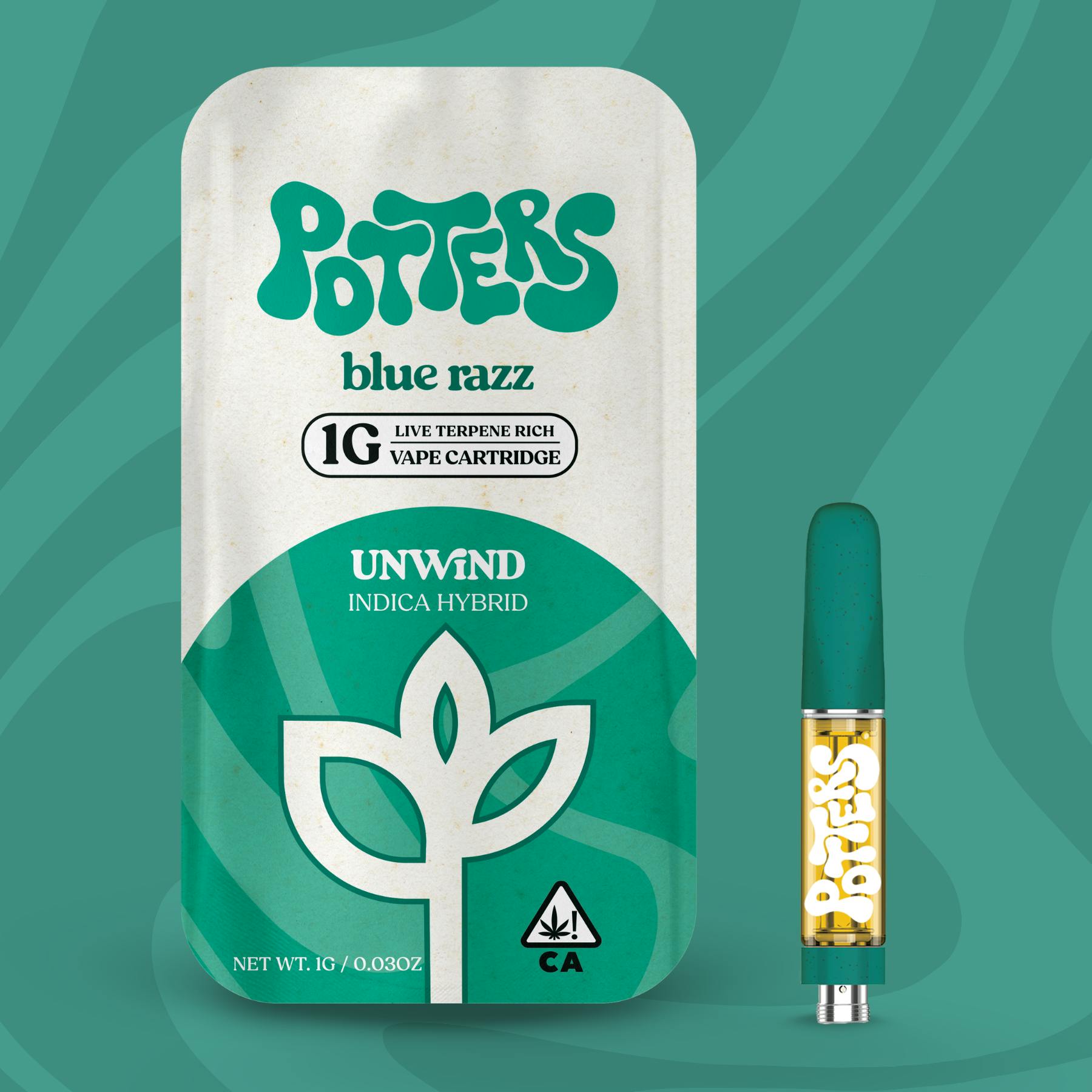 Potters - 1g | Live Resin Vape Cartridge | Blue Razz - 1