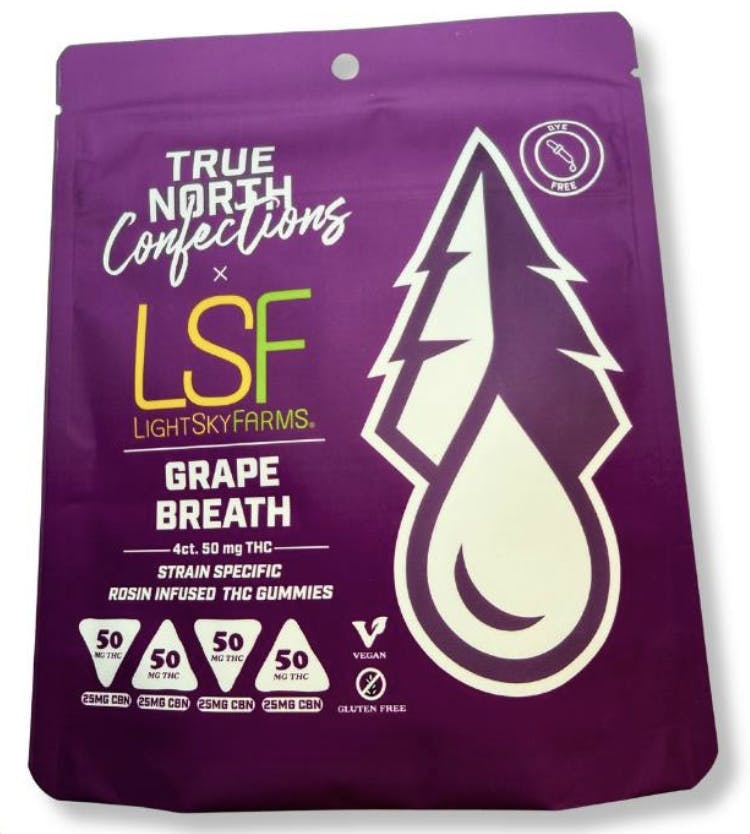 True North Collective MI - True North x LSF | Grape Breath 2:1 Rosin Gummies | 200mg | 4ct | 50mg/ea - 1