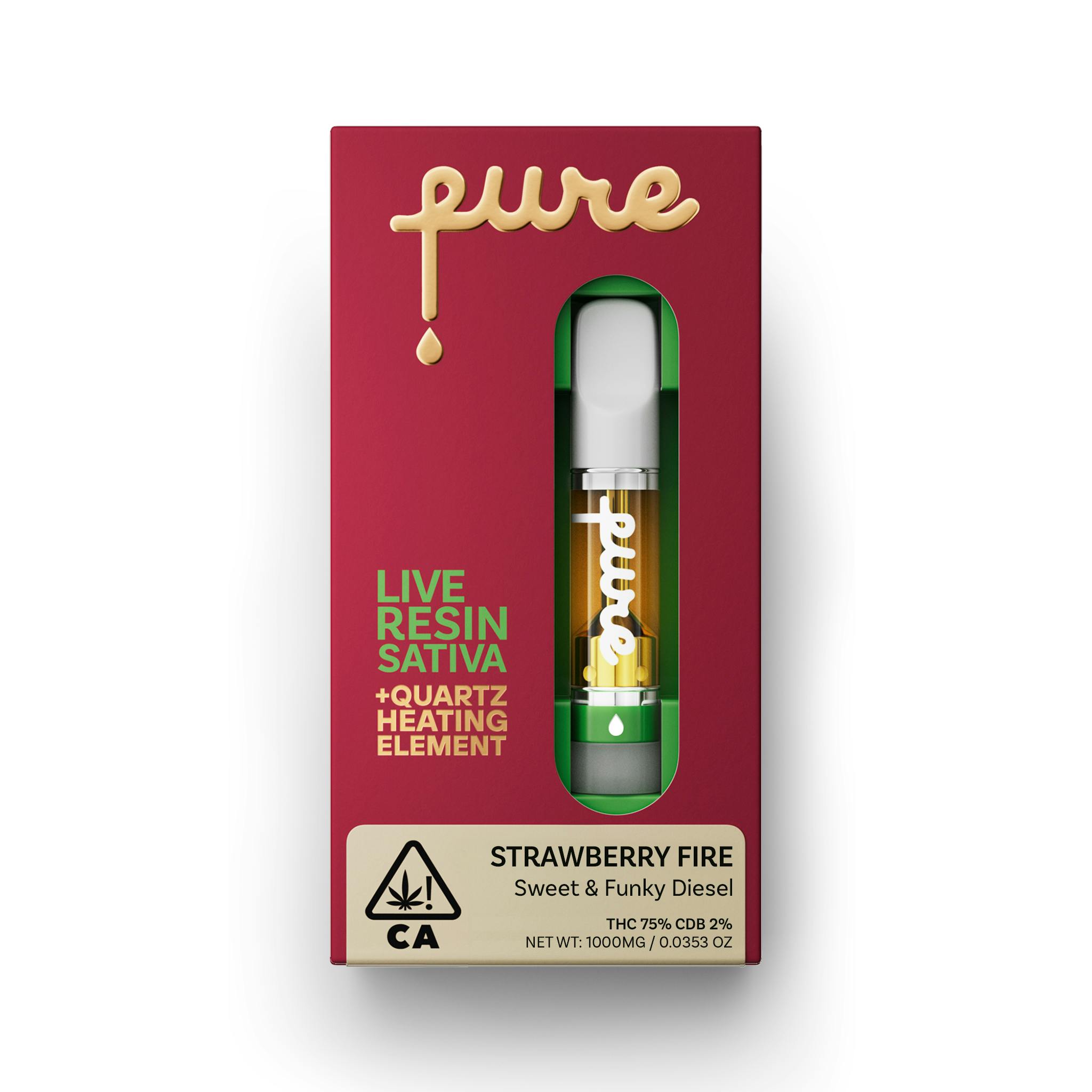 Pure Vape - Pure Live Resin 1g Cartridge - Strawberry Fire - Sativa - 1