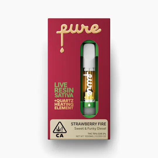 Pure Vape - Pure Live Resin 1g Cartridge - Strawberry Fire - Sativa - 1