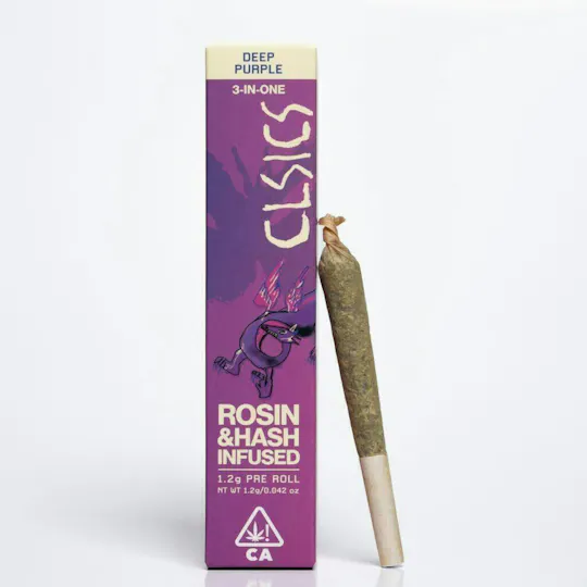 CLSICS Rosin & Rosin Infused Pre Rolls - CLSICS - Deep Purple - Trifecta Hash/Rosin/Flower Infused Joint - 1.2g - 1