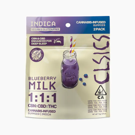 CLSICS Rosin & Rosin Infused Pre Rolls - CLSICS - CBN Blueberry Milk - Live Rosin Infused Gummies - 2ct - 1