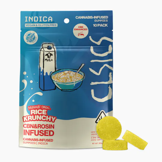 CLSICS Rosin & Rosin Infused Pre Rolls - CLSICS - CBN Rice Krunchy - Live Rosin Infused Gummies - 10ct - 1