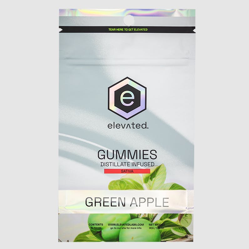 Elevated Labs - Elevated | Green Apple Distillate Infused Gummies | 500mg | 10ct | 50mg/ea - 1