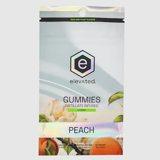 Elevated Labs - Elevated | Peach Distillate Infused Gummies | 500mg | 10ct | 50mg/ea - 1