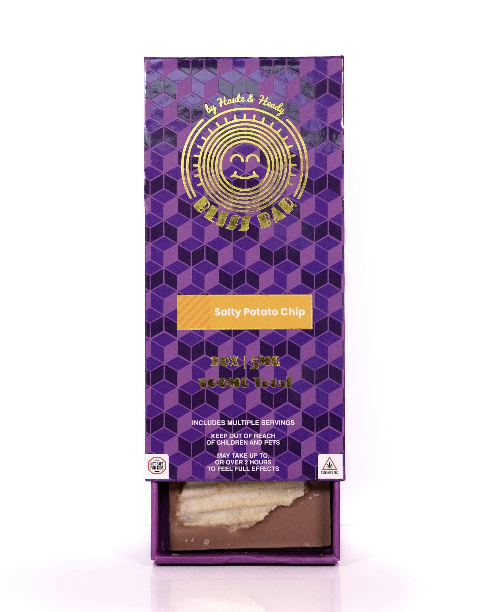 Haute & Heady - Bliss Bar | Salty Potato Chip Chocolates | 100mg | 20ct | 5mg/ea - 1