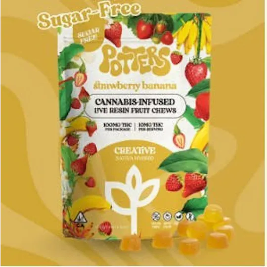 Potters - Sugar-Free | Strawberry Banana gummies | 100mg | 10ct | 10mg/ea - 1