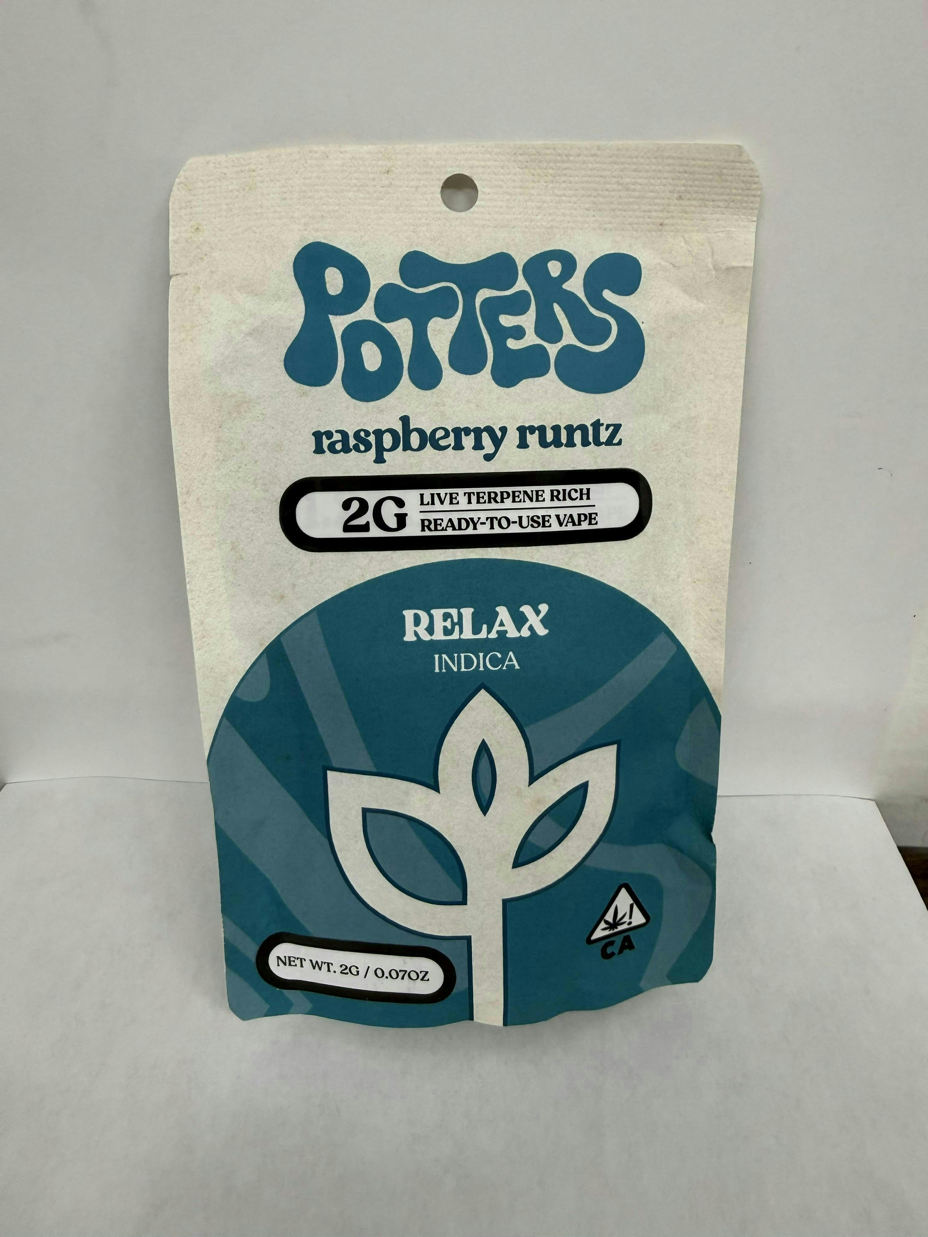 Potters - Raspberry Runtz | Live Resin Disposable | 2g - 1