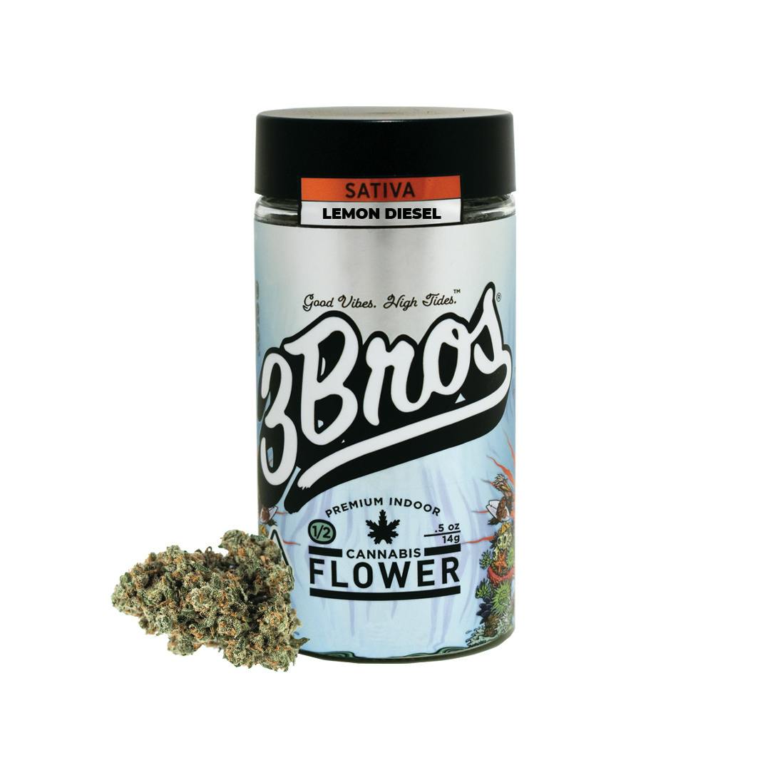 3 Bros Grow - 3 Bros | Indoor Flower | 14g | Lemon Diesel | Sativa - 1