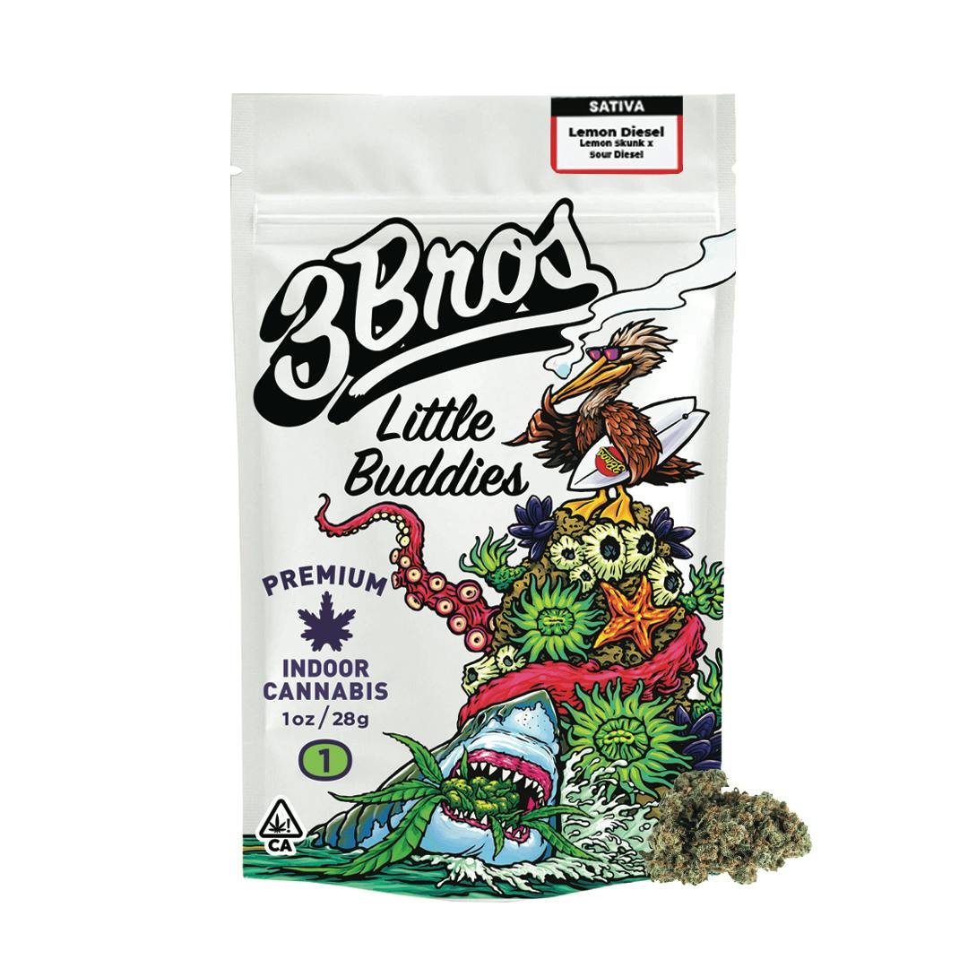 3 Bros Grow - 3 Bros | Indoor Flower | 28g | Lemon Diesel | Sativa - 1