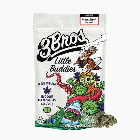 3 Bros Grow - 3 Bros | Indoor Flower | 28g | Lemon Diesel | Sativa - 1