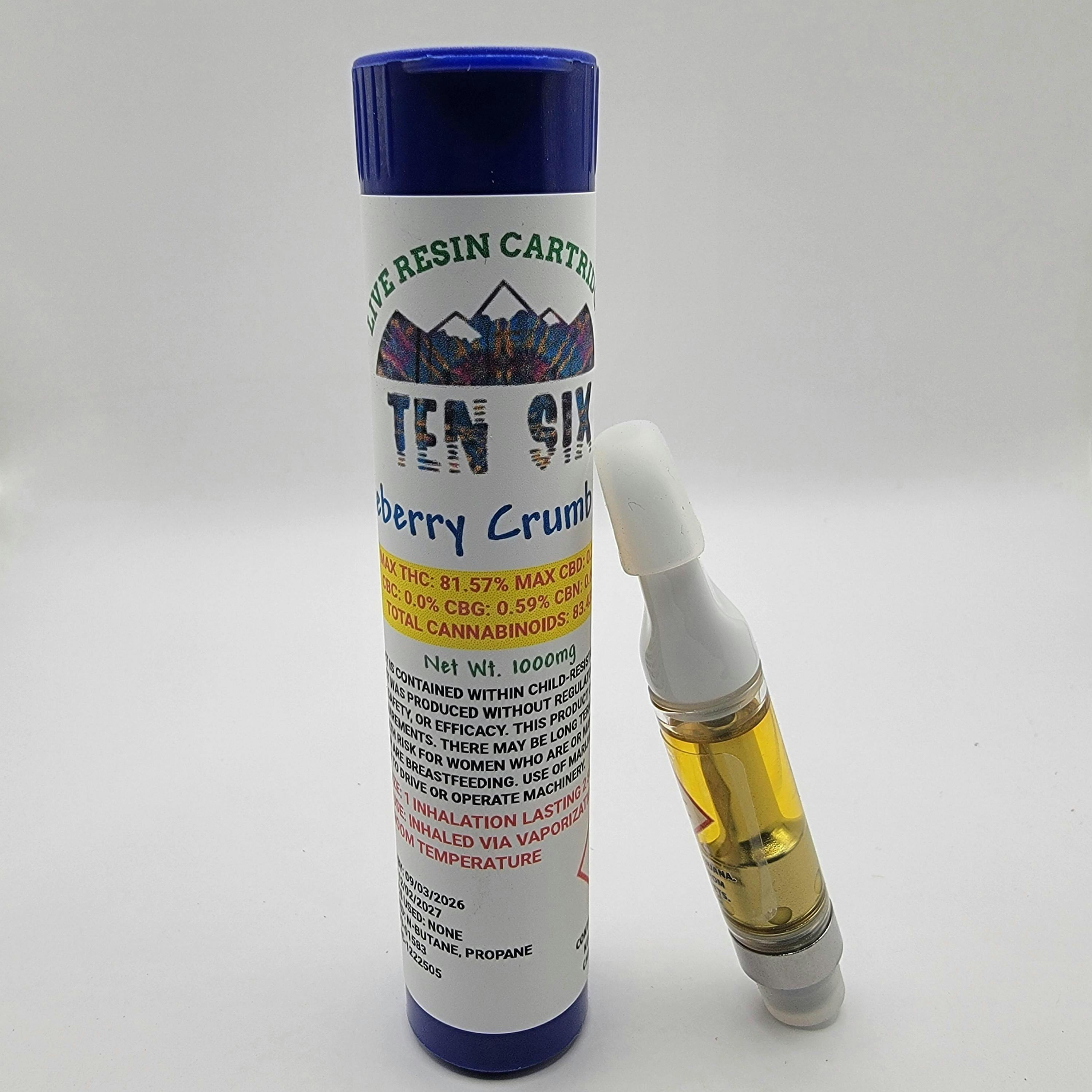 Ten Six Labs - Blueberry Crumb Cake - 1000mg Live Resin Cartridge - 1