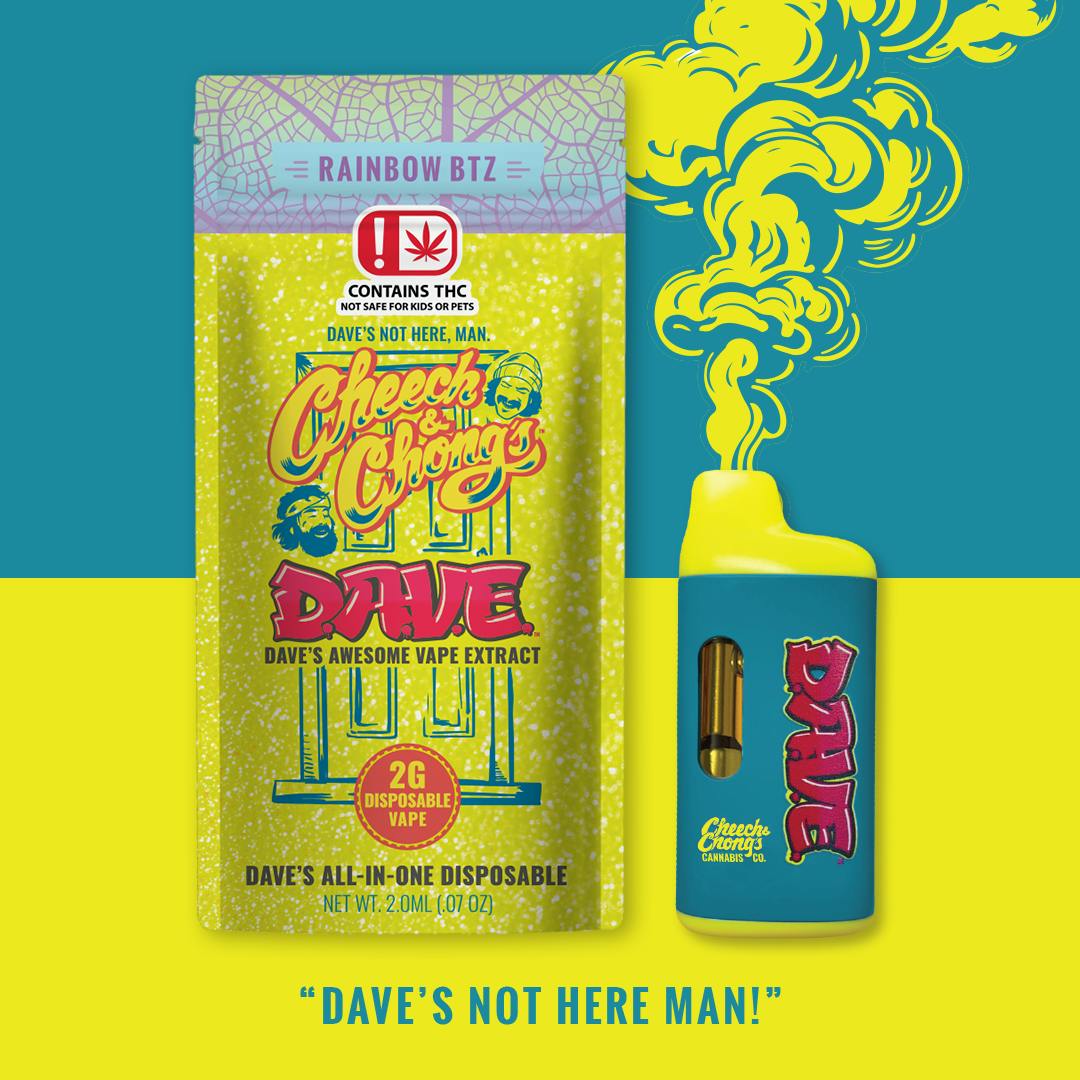 Cheech & Chong - Oklahoma - D.A.V.E. - 2 gram Disposable Vape - Rainbow BTZ - Hybrid - 1