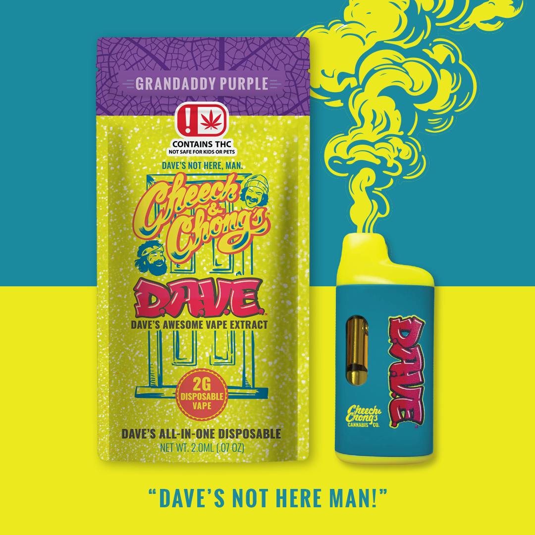 Cheech & Chong - Oklahoma - D.A.V.E. - 2 gram Disposable Vape - Grandaddy Purple - Indica - 1