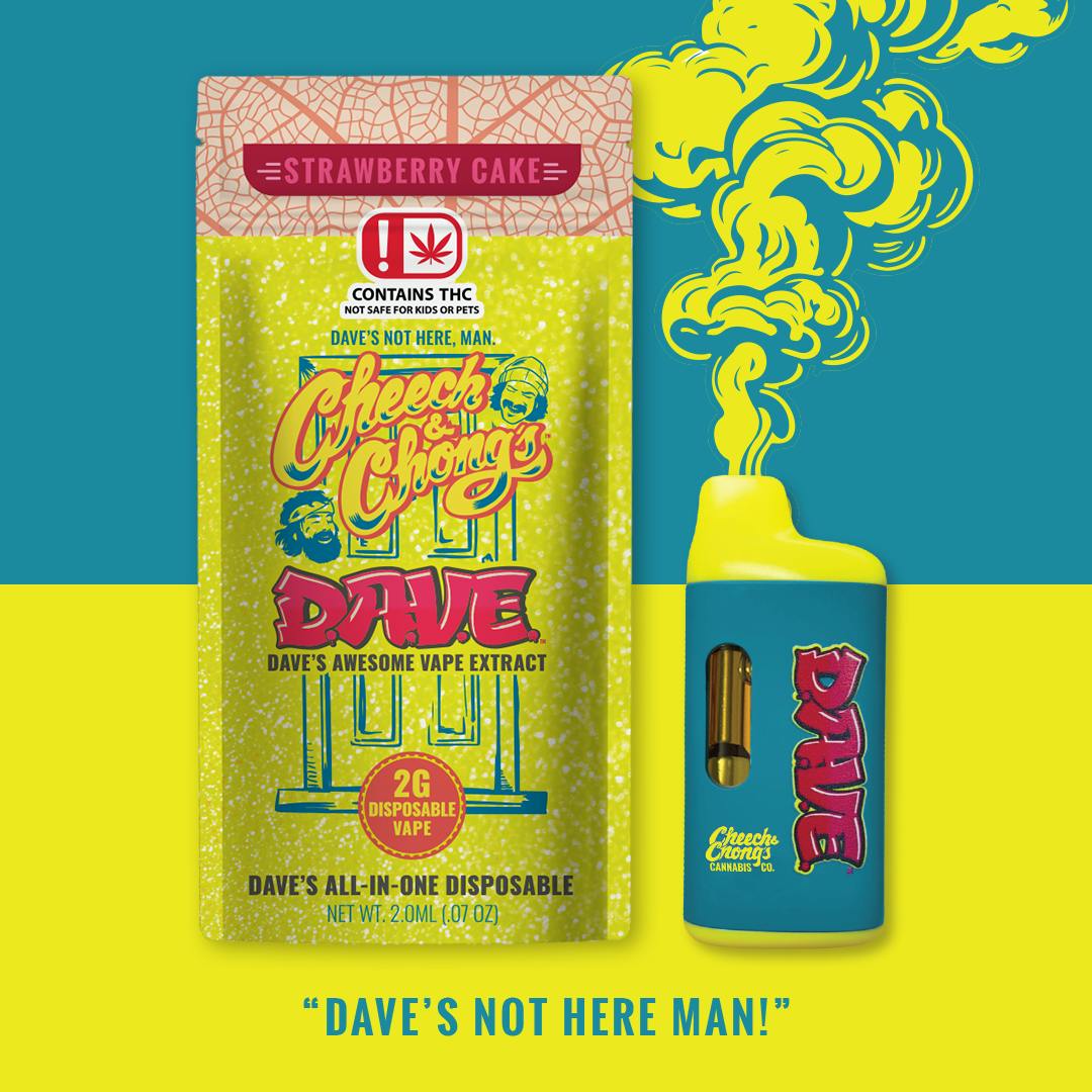 Cheech & Chong - Oklahoma - D.A.V.E. - 2 gram Disposable Vape - Strawberry Cake - Indica - 1