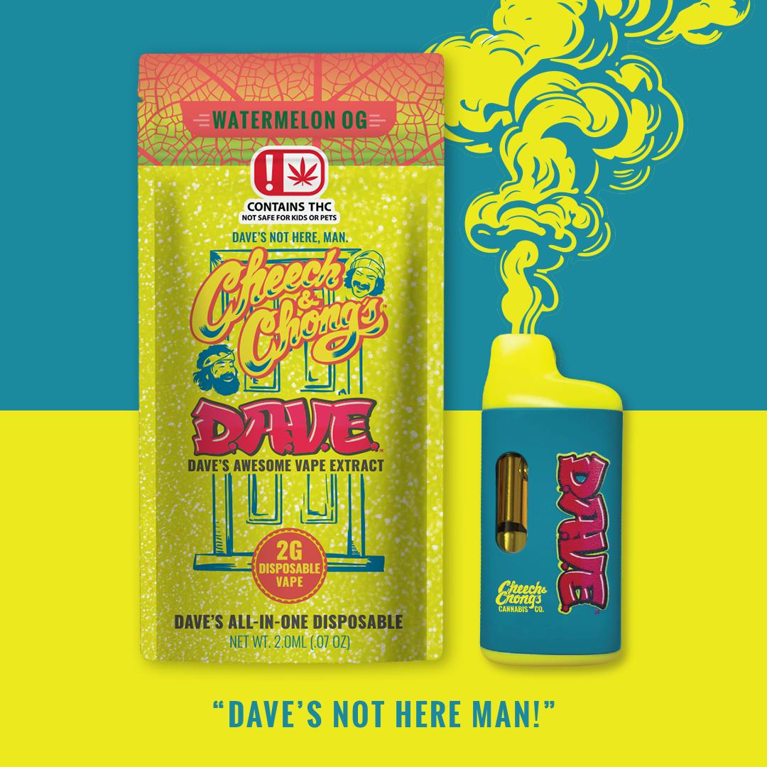 Cheech & Chong - Oklahoma - D.A.V.E. - 2 gram Disposable Vape - Watermelon OG - Indica - 1
