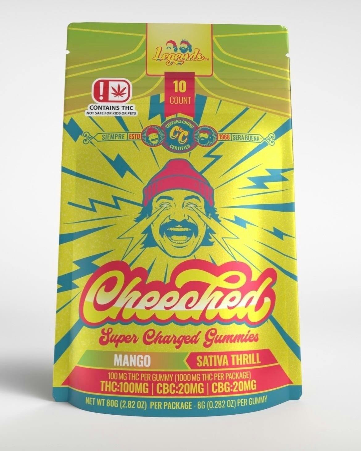 Cheech & Chong - Oklahoma - Cheeched - High Dose Legends - Sativa - Mango - 10 pack Gummies - 1