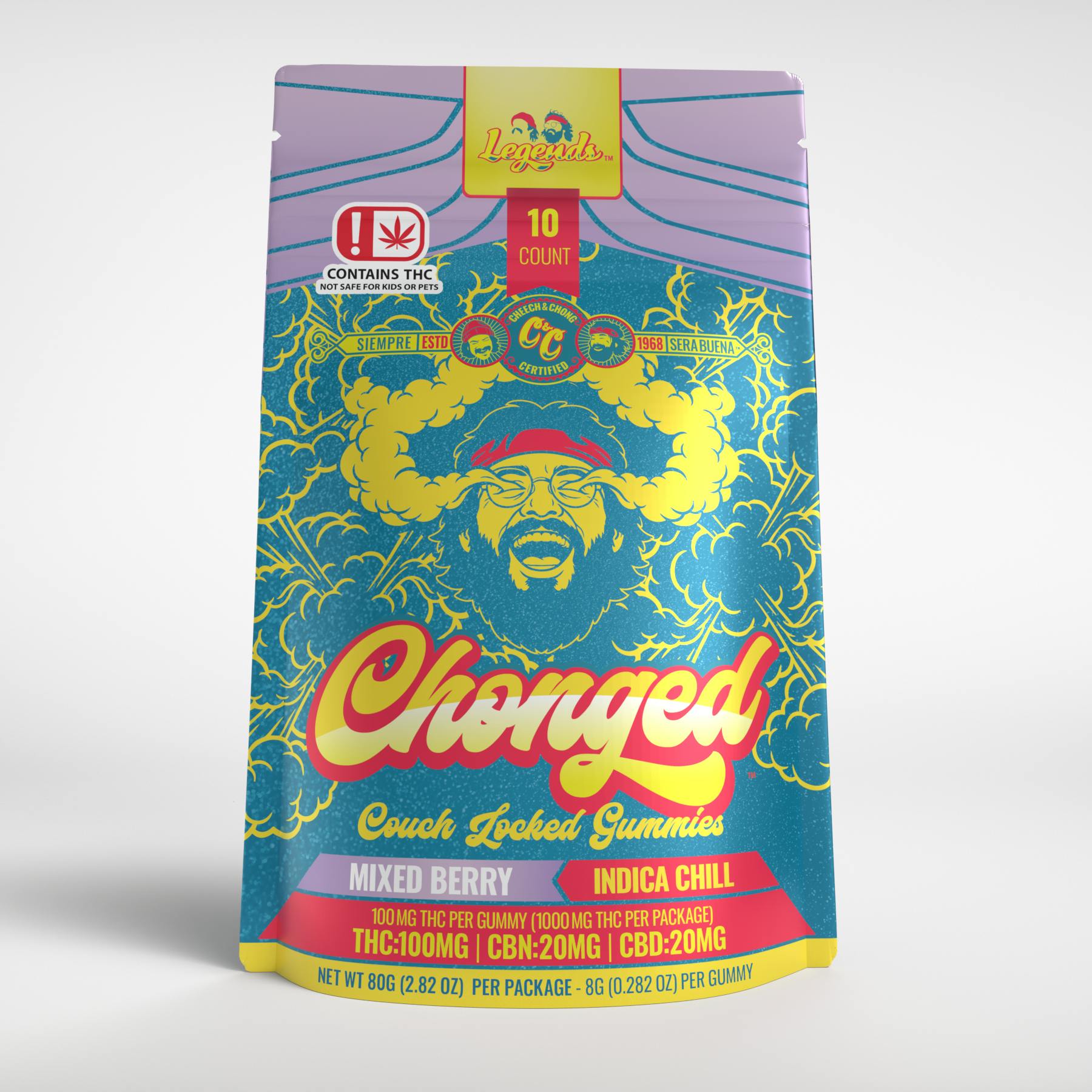 Cheech & Chong - Oklahoma - Chonged - High Dose Legends - Indica - Mixed Berry - 10 pack Gummies - 1