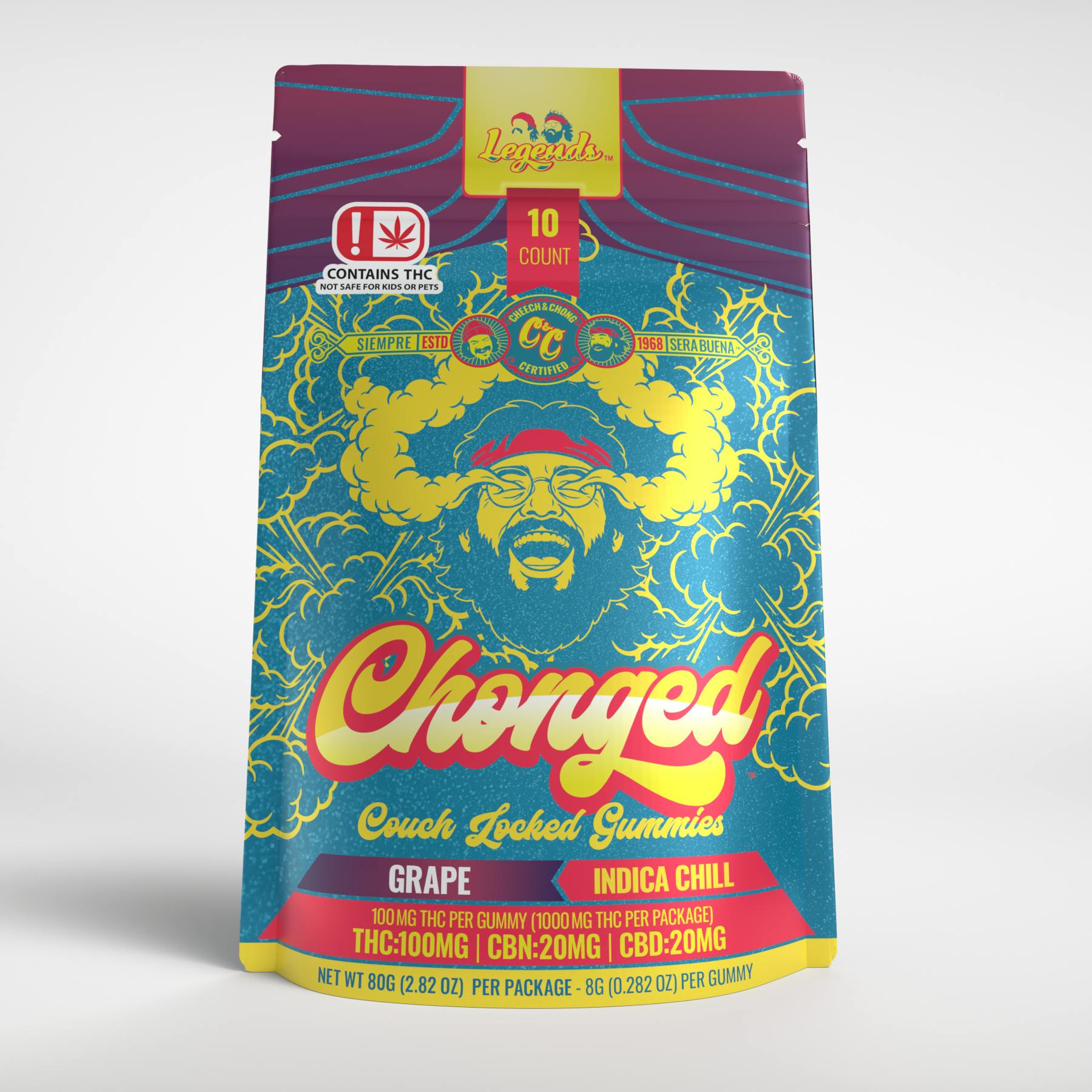 Cheech & Chong - Oklahoma - Chonged - High Dose Legends - Indica - Grape - 10 pack Gummies - 1