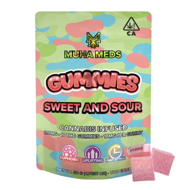 Muha Meds - Muha Meds | Sweet & Sour Hash Rosin Gummies | 200mg | 10ct | 20mg/ea - 1