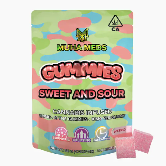 Muha Meds - Muha Meds | Sweet & Sour Hash Rosin Gummies | 200mg | 10ct | 20mg/ea - 1