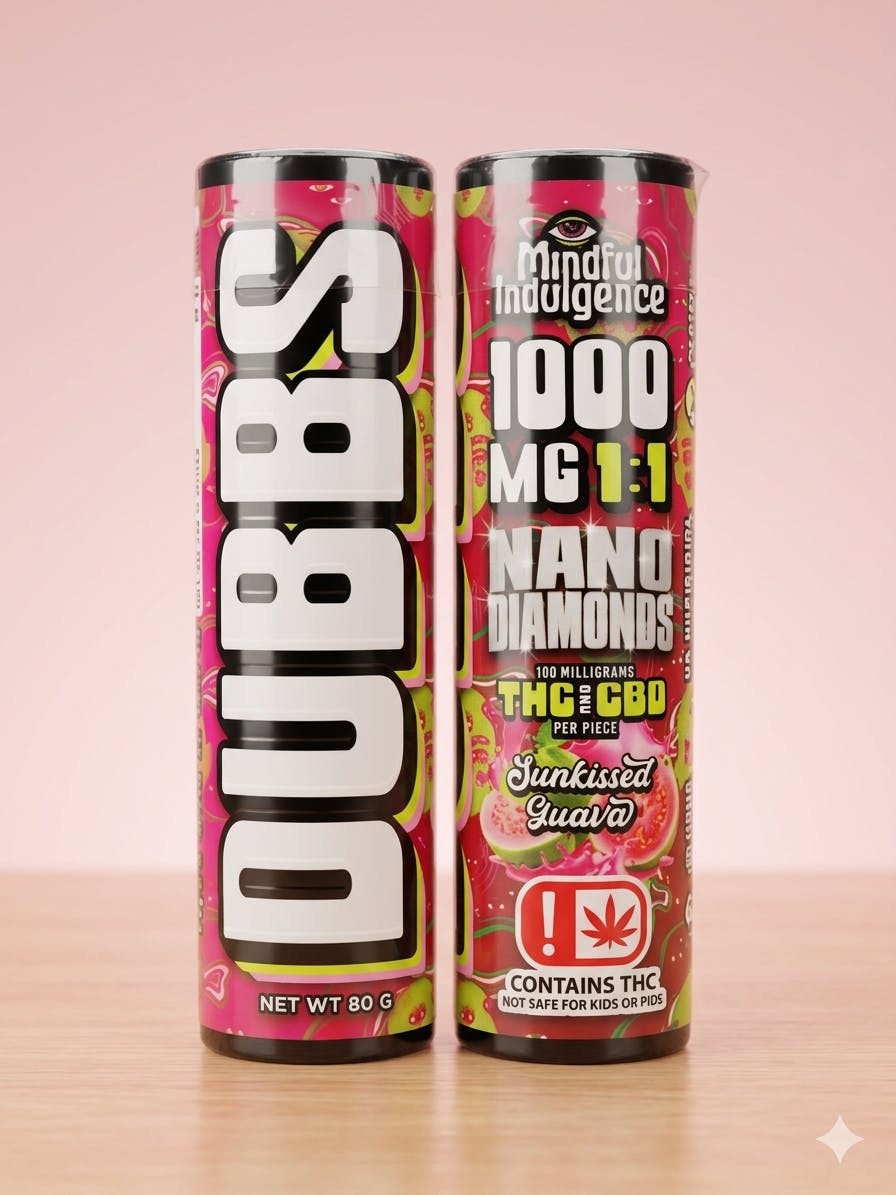 Mindful Indulgence - DUBBS - Sun Kissed Guava - 1:1 Nano Diamond Gummies - 100mg - 1000mg total - 1