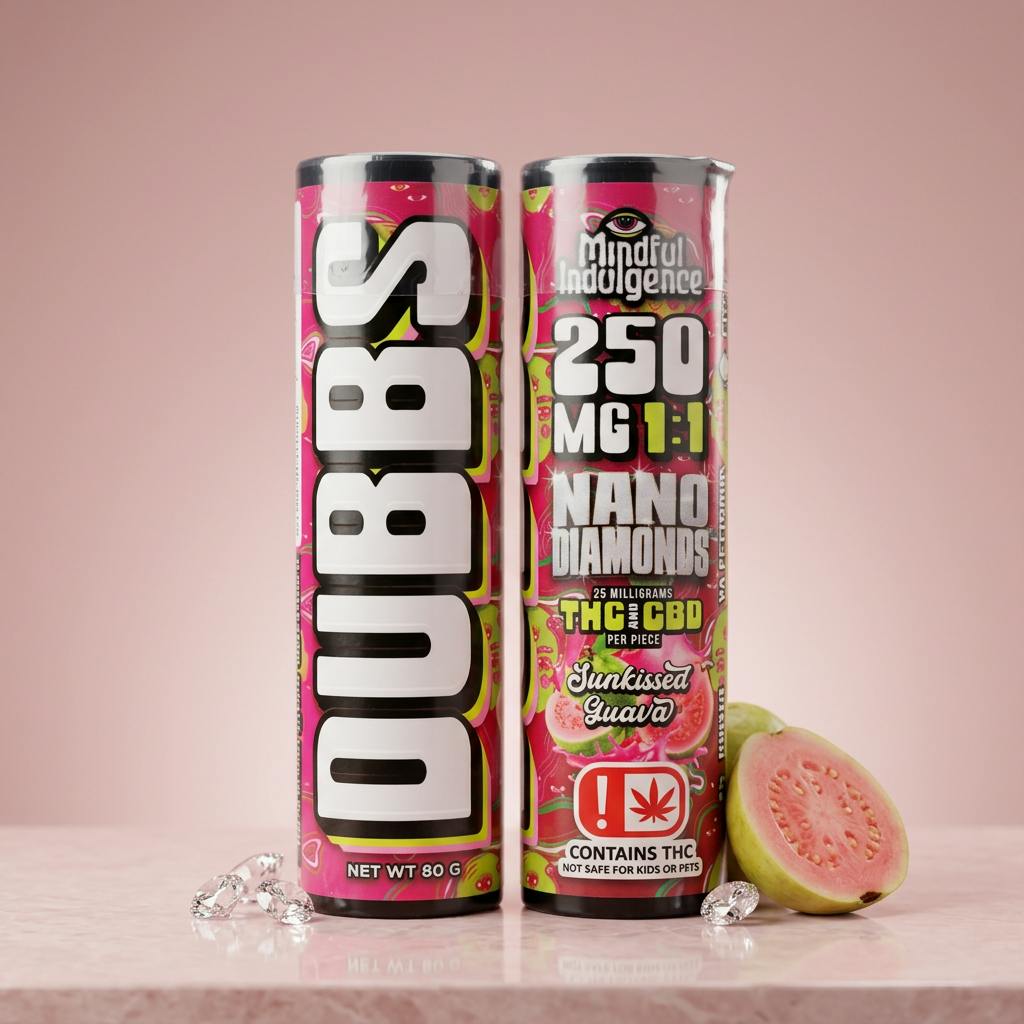 Mindful Indulgence - DUBBS - Sun Kissed Guava - 1:1 Nano Diamond Gummies - 25mg - 250mg total - 1