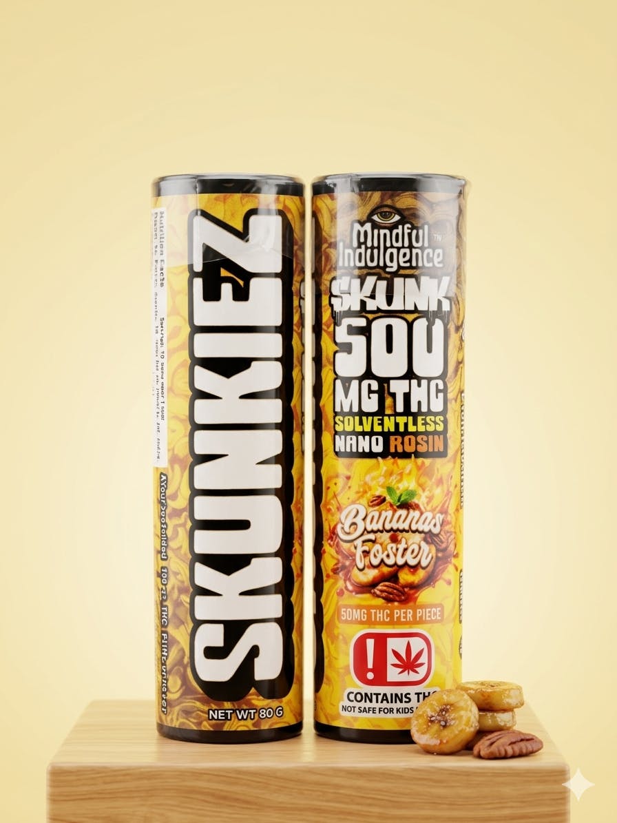 Mindful Indulgence - Skunkiez - Bananas Foster - Nano Rosin Gummies - 50mg each - 500mg total - 1