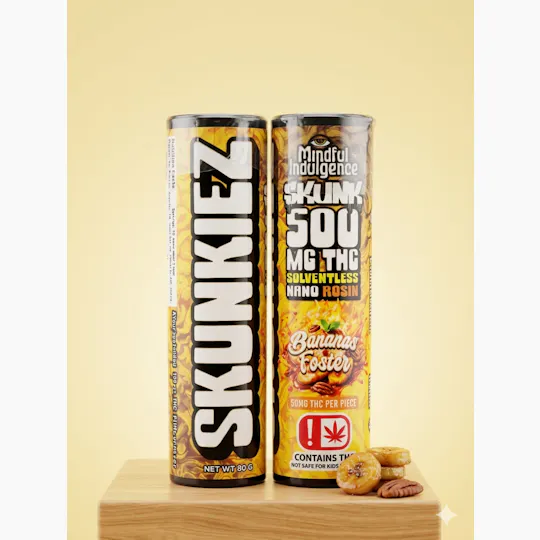 Mindful Indulgence - Skunkiez - Bananas Foster - Nano Rosin Gummies - 50mg each - 500mg total - 1