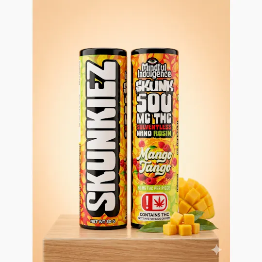 Mindful Indulgence - Skunkiez - Mango Tango - Nano Rosin Gummies - 50mg each - 500mg Total - 1
