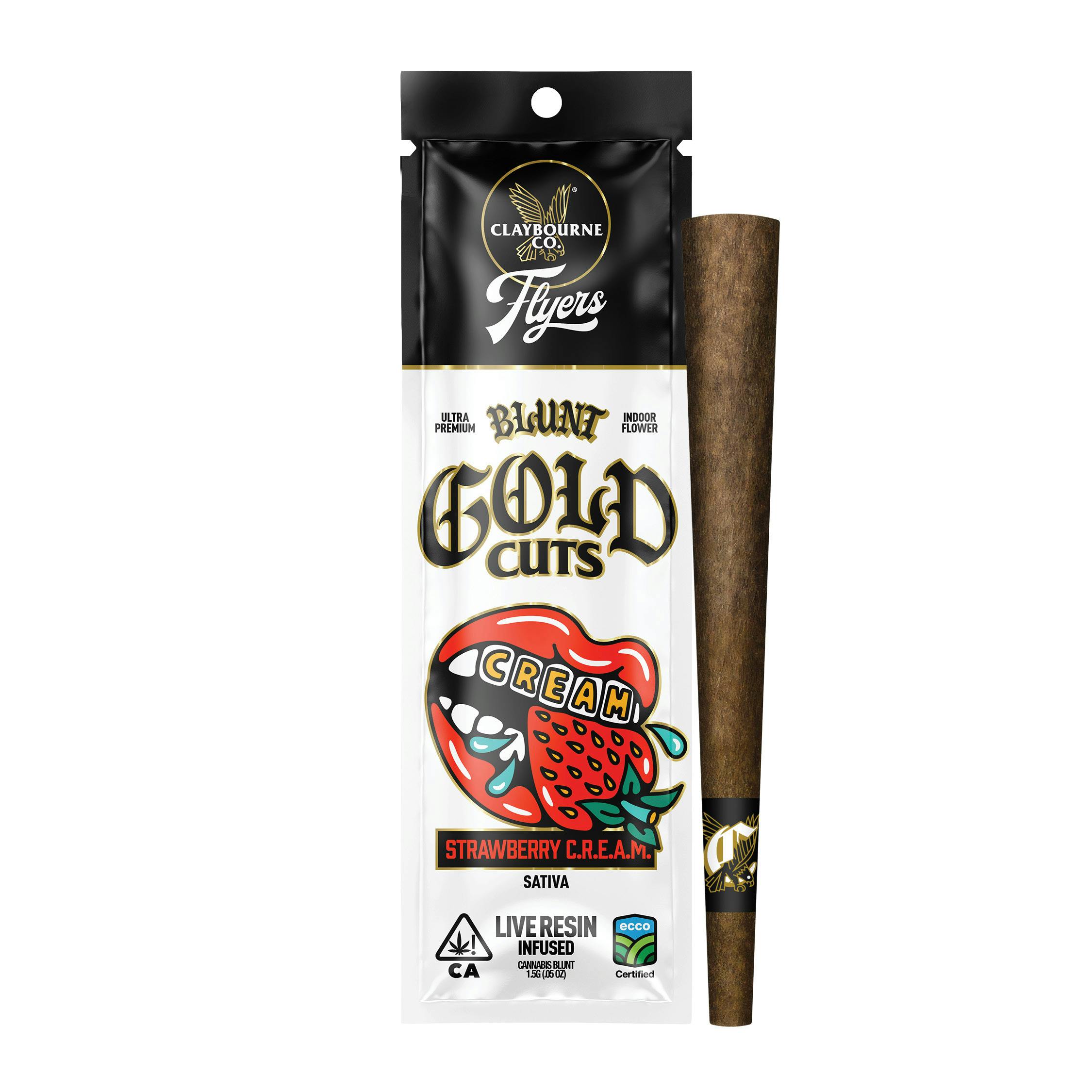 Claybourne Co. - Strawberry C.R.E.A.M (1.5g) - Flyers Gold Cuts Live Resin Infused Blunt - 1